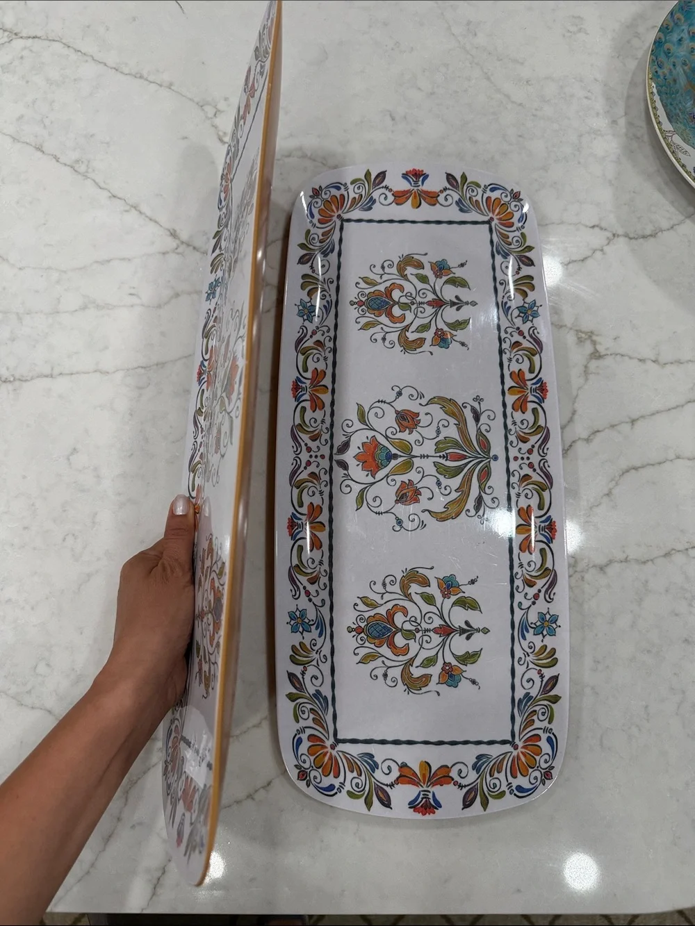 Pier 1 Melamine hand painted 2 serving platters